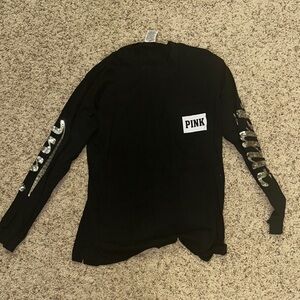 Victoria's Secret Black Long Sleeve Tee with Silver Accents